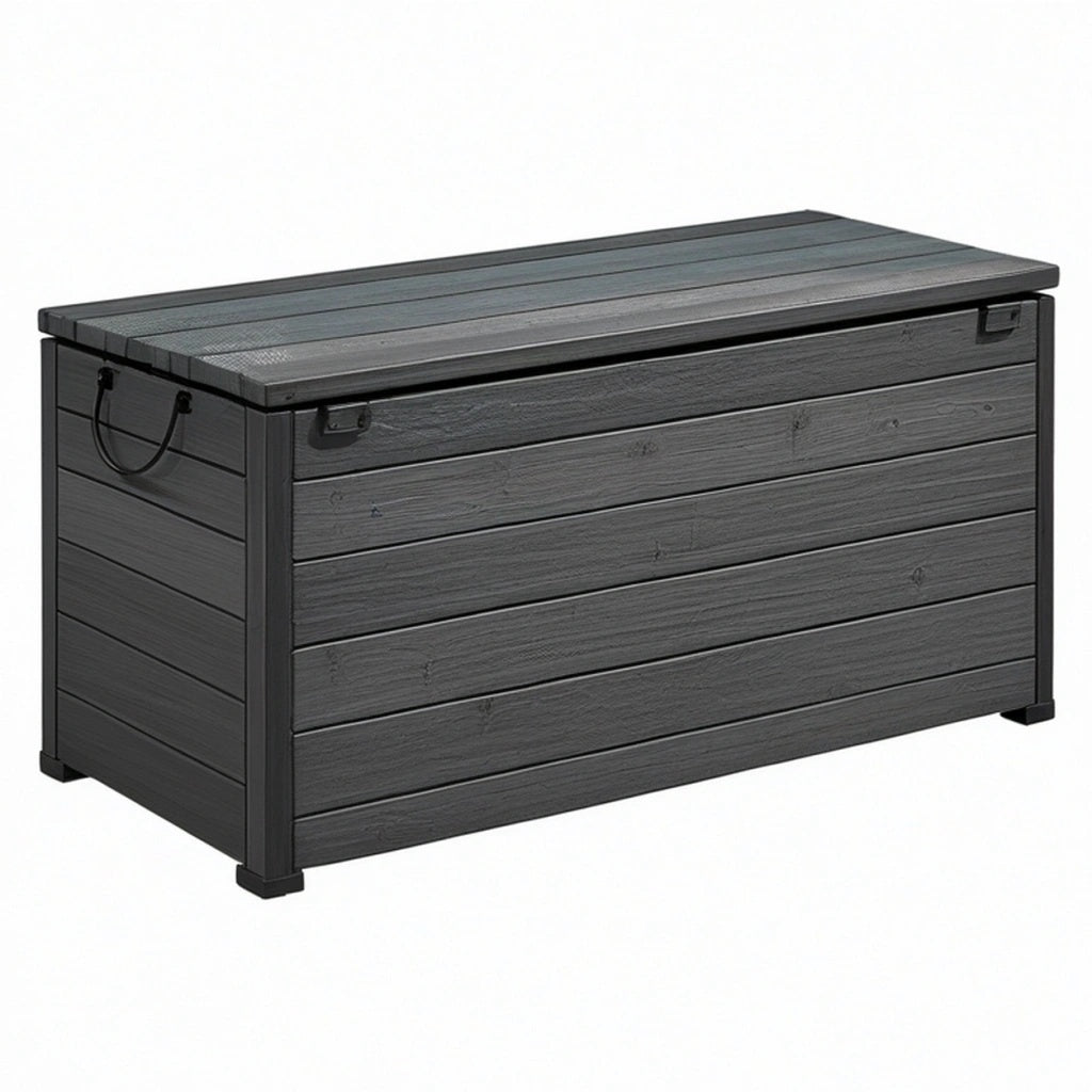 Skrzynia ogrodowa 120 x 55 x 60 cm z tworzywa sztucznego czarna - schowek z pokrywą
