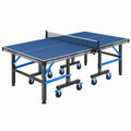 Stół do tenisa stołowego 274 x 152.5 x 76 cm niebieski stalowy składany na kółkach