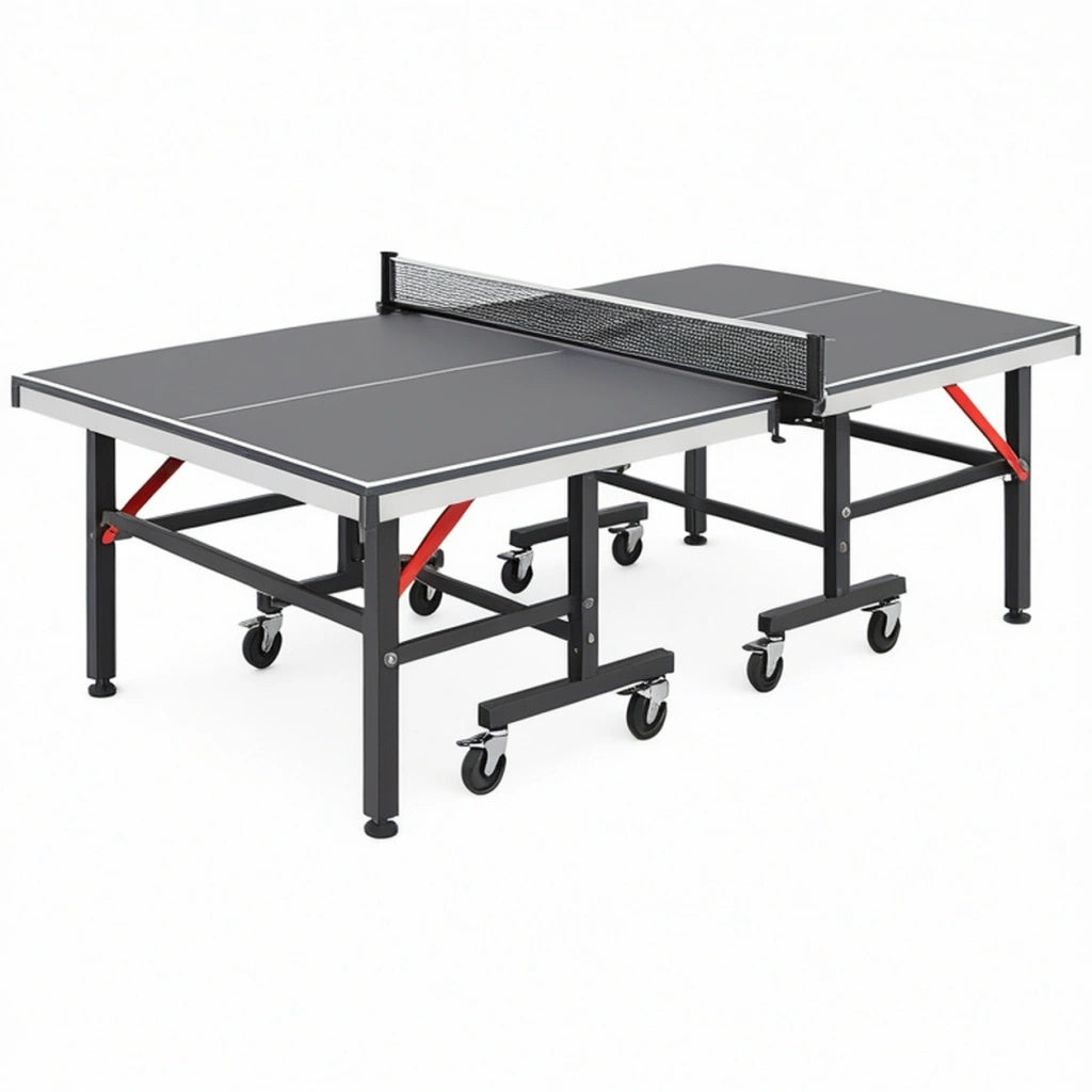 Stół do tenisa stołowego 274 x 152.5 x 76 cm czarny stalowy składany na kółkach