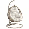 Fotel wiszący 105 x 105 x 195 cm metalowy beżowy z plecionym koszem do ogrodu